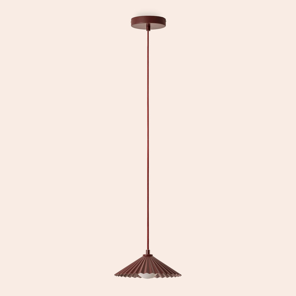 Burgundy small pleat pendant ceiling light - Miola