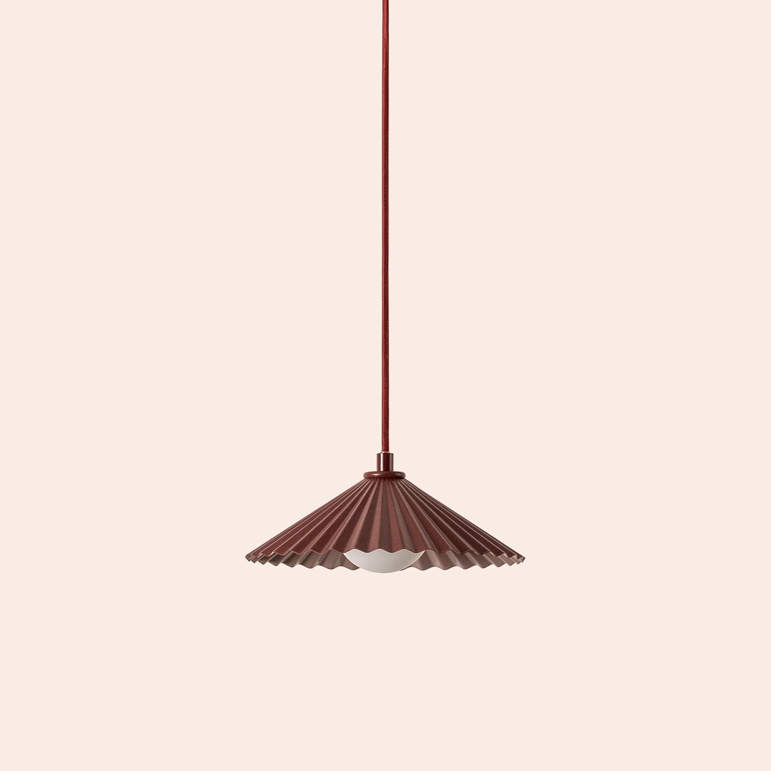 Burgundy small pleat pendant ceiling light - Miola