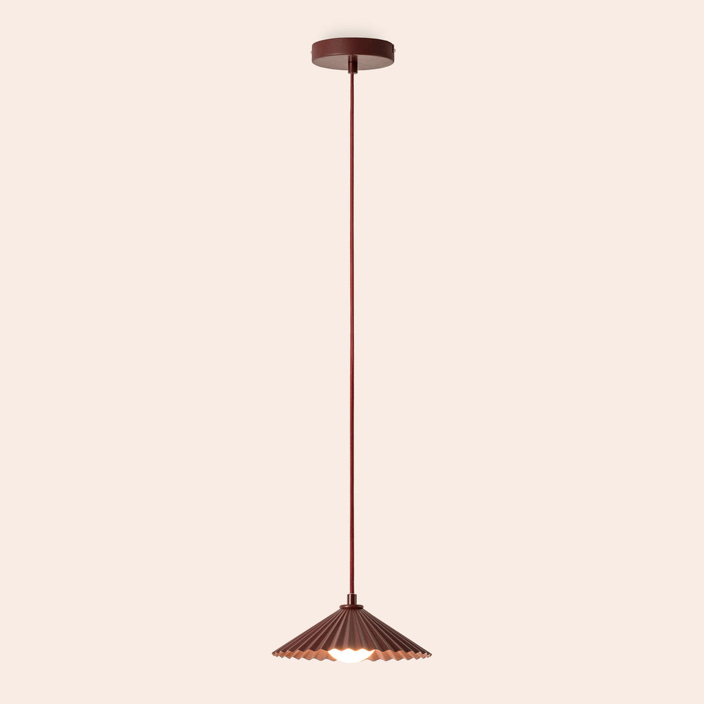 Burgundy Small Pleat Pendant Ceiling Light - Miola
