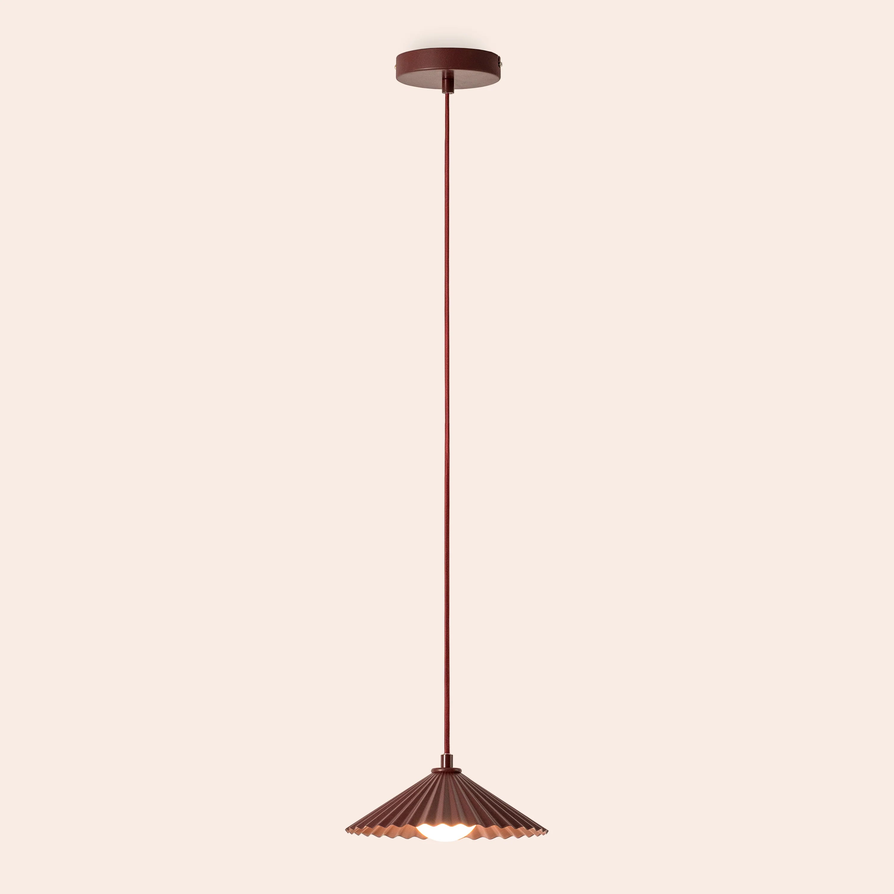 Burgundy Small Pleat Pendant Ceiling Light - Miola