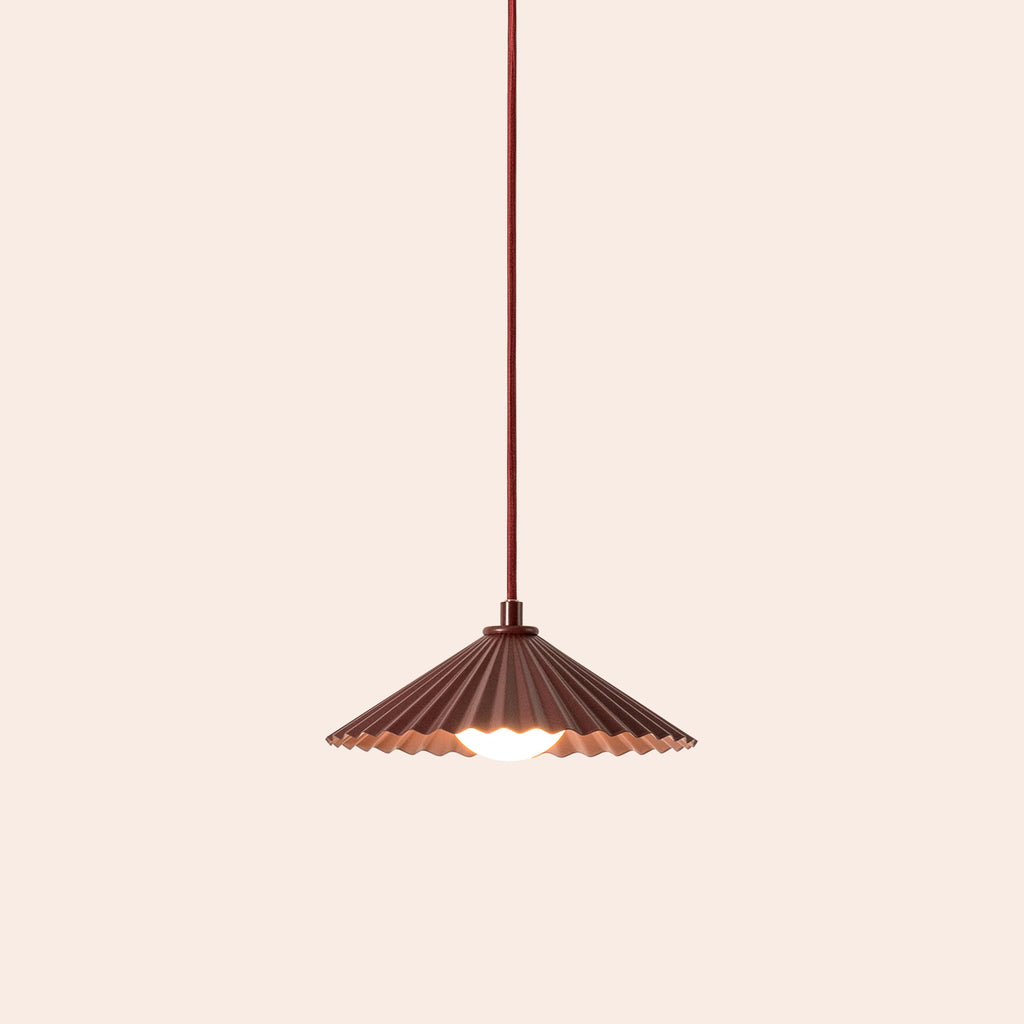 Burgundy small pleat pendant ceiling light - Miola