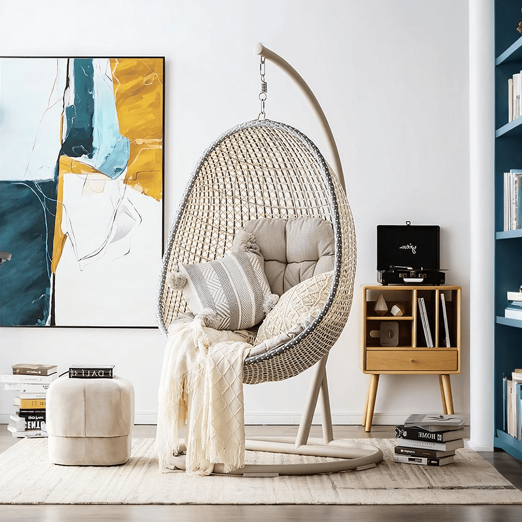 Sutton Garden Rattan Hanging Egg Chair with Stand, Indoor/ Outdoor Furniture - Miola