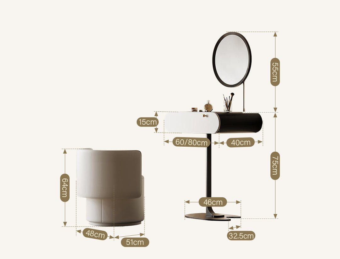 Suzuki Small Dressing Table With Mirror, Slimline Dressing Table - Miola