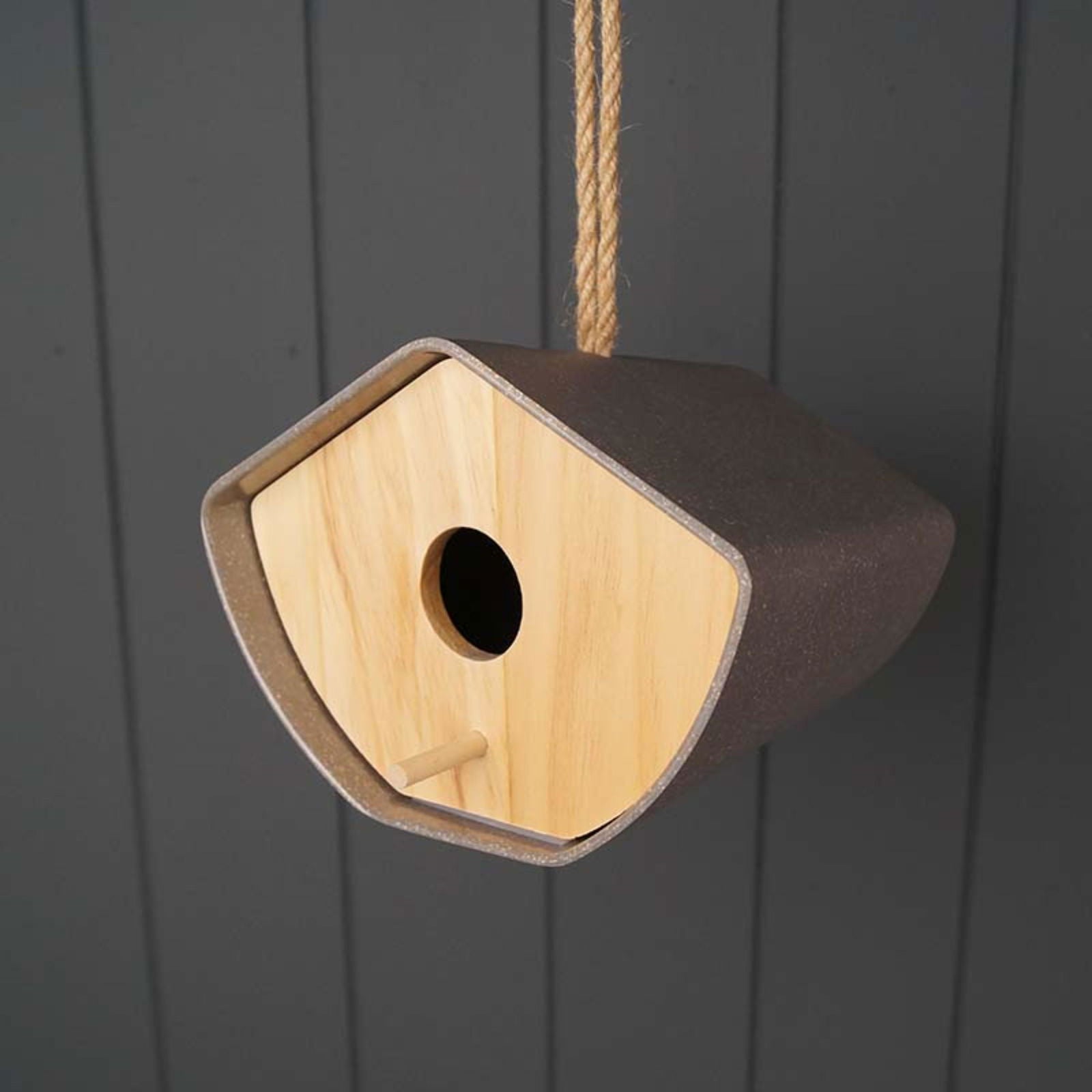 Earthy Anthracite Bamboo Birdhouse