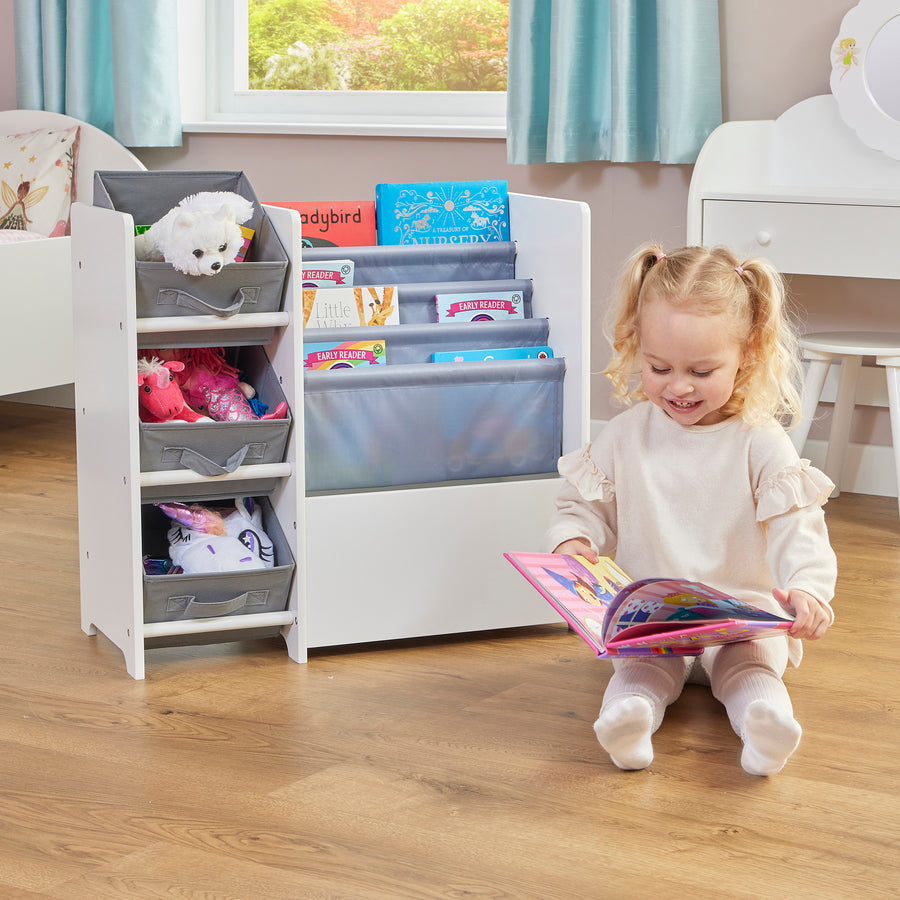 Display Unit With Fabric Storage Boxes