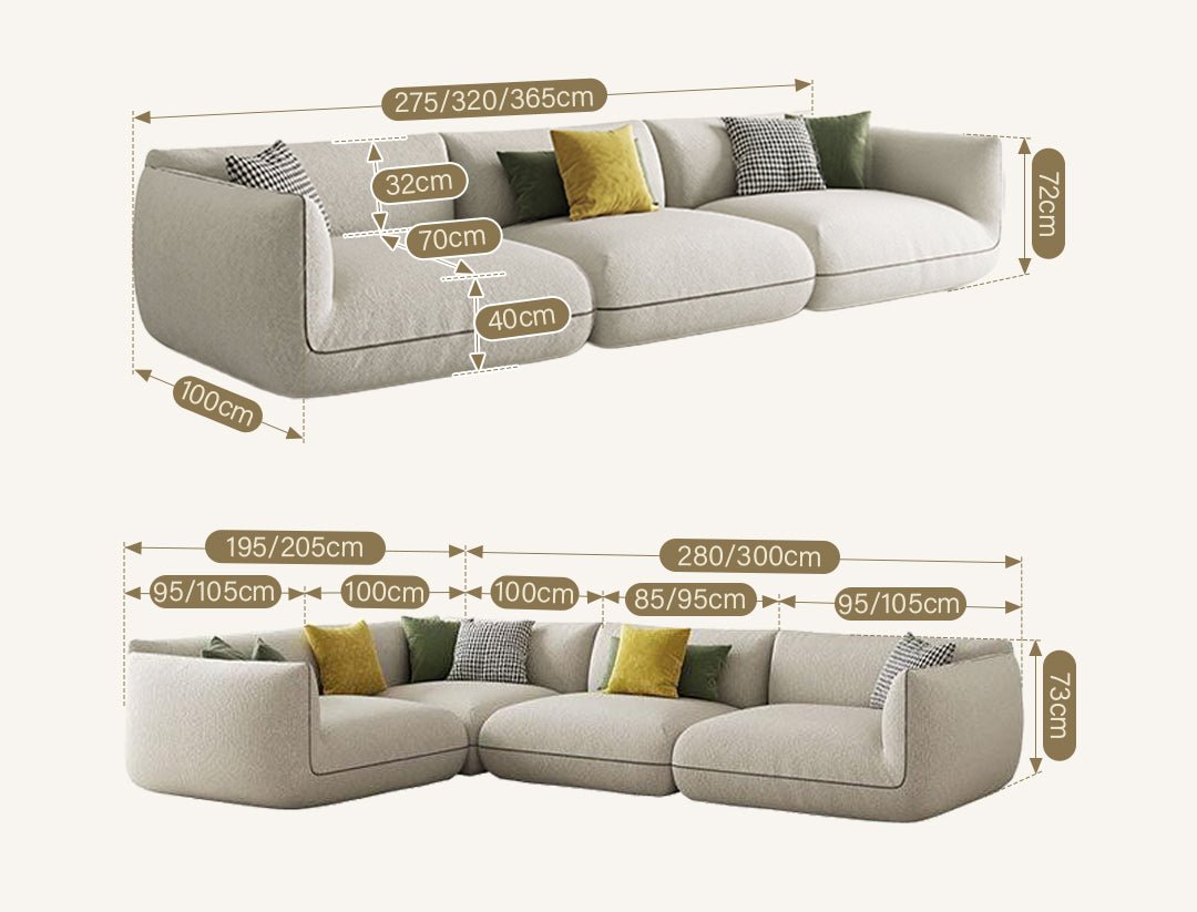TOFU Agnes Three Seater Corner Sofa, Suede, Modular Sofa - Miola