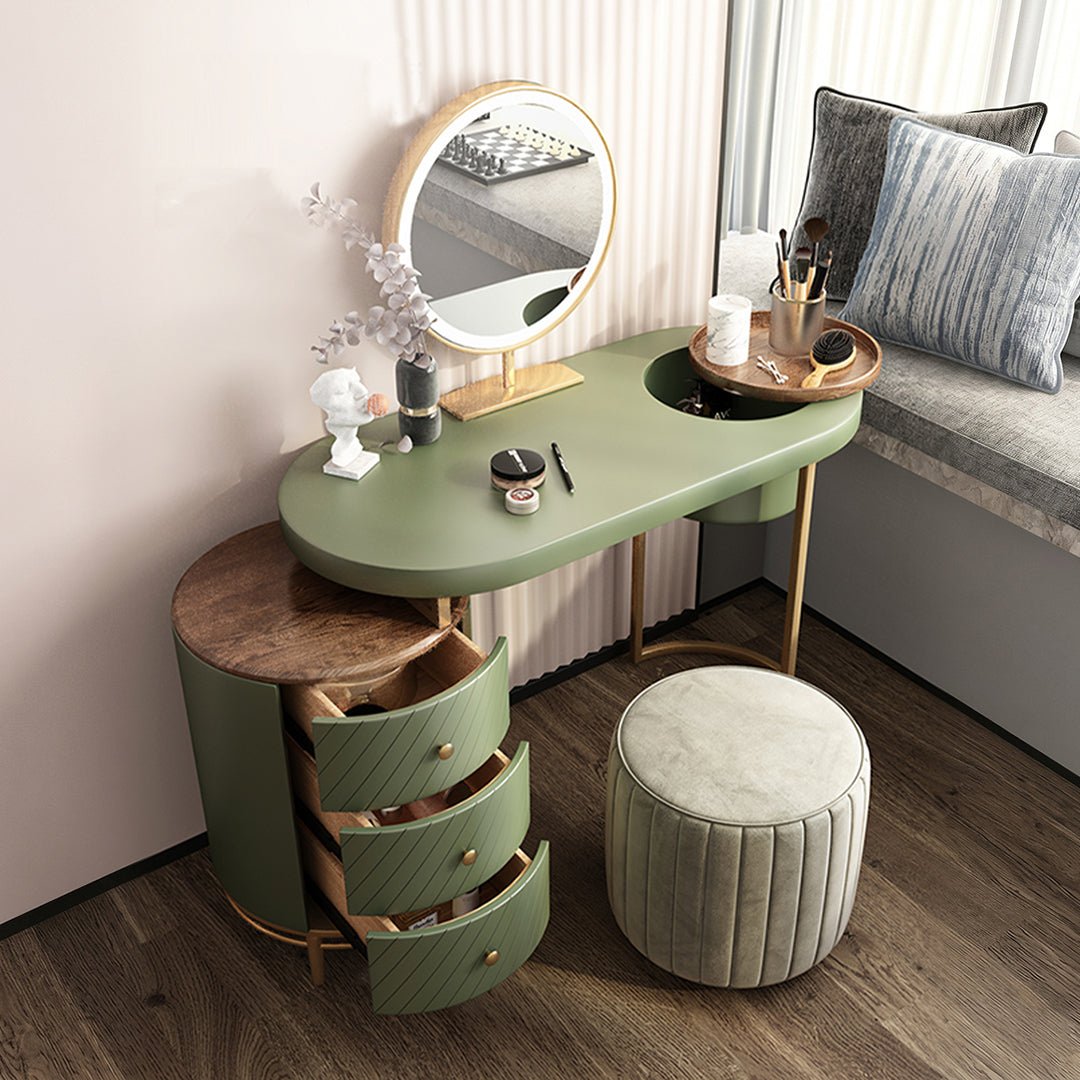 Tandy Dressing Table With LED Mirror, White, Makeup Vanity - Miola