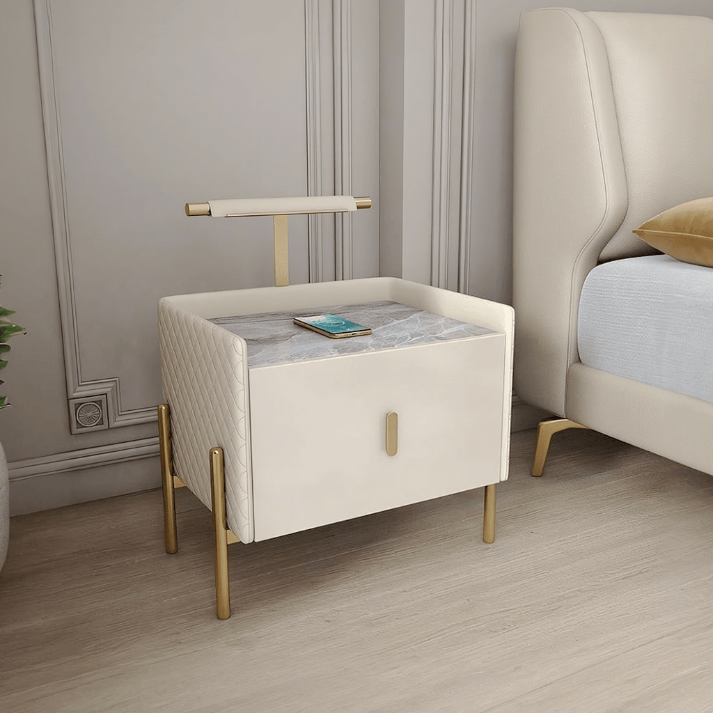 Taro Bedside Table, Cream - Miola