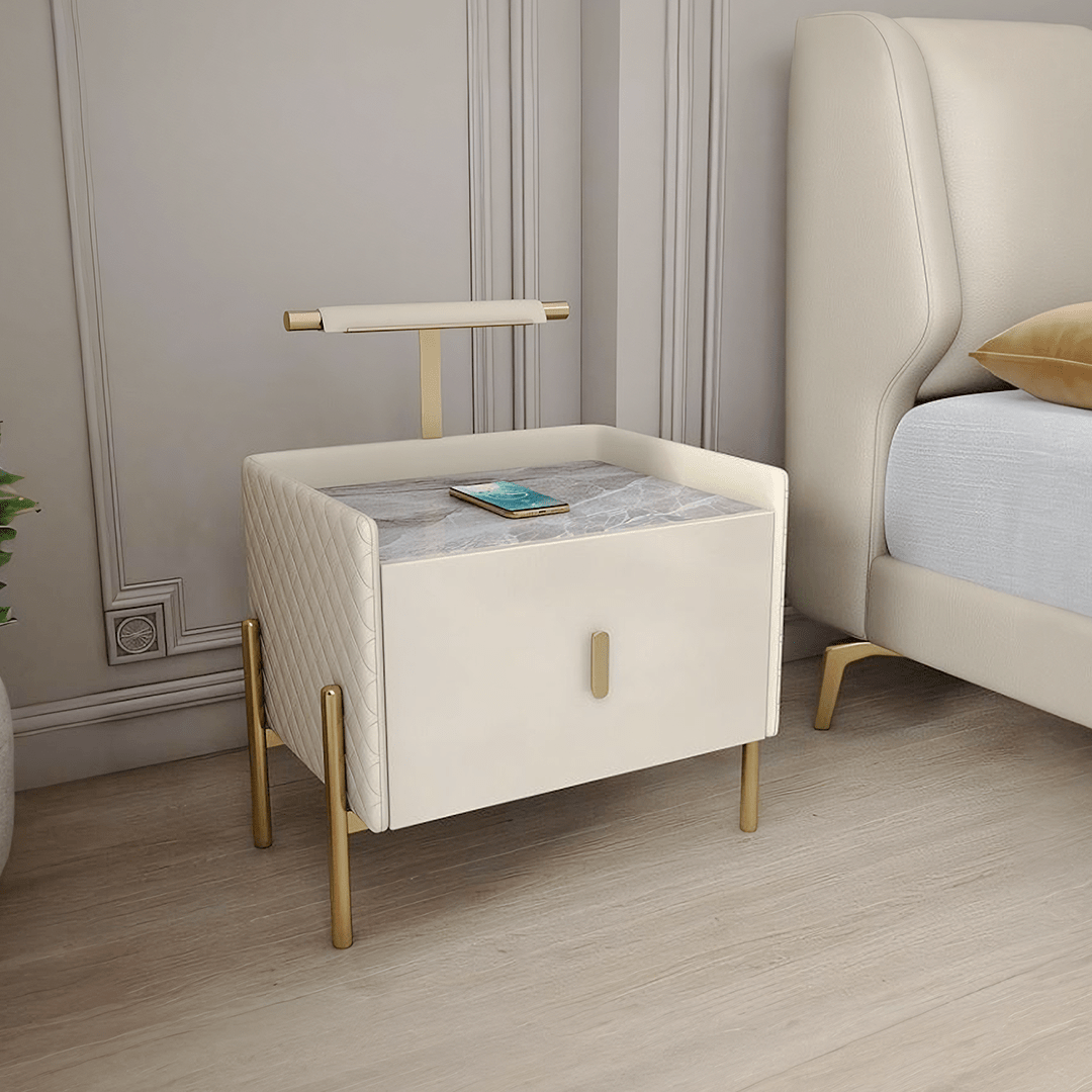 Taro Bedside Table, Cream - Miola