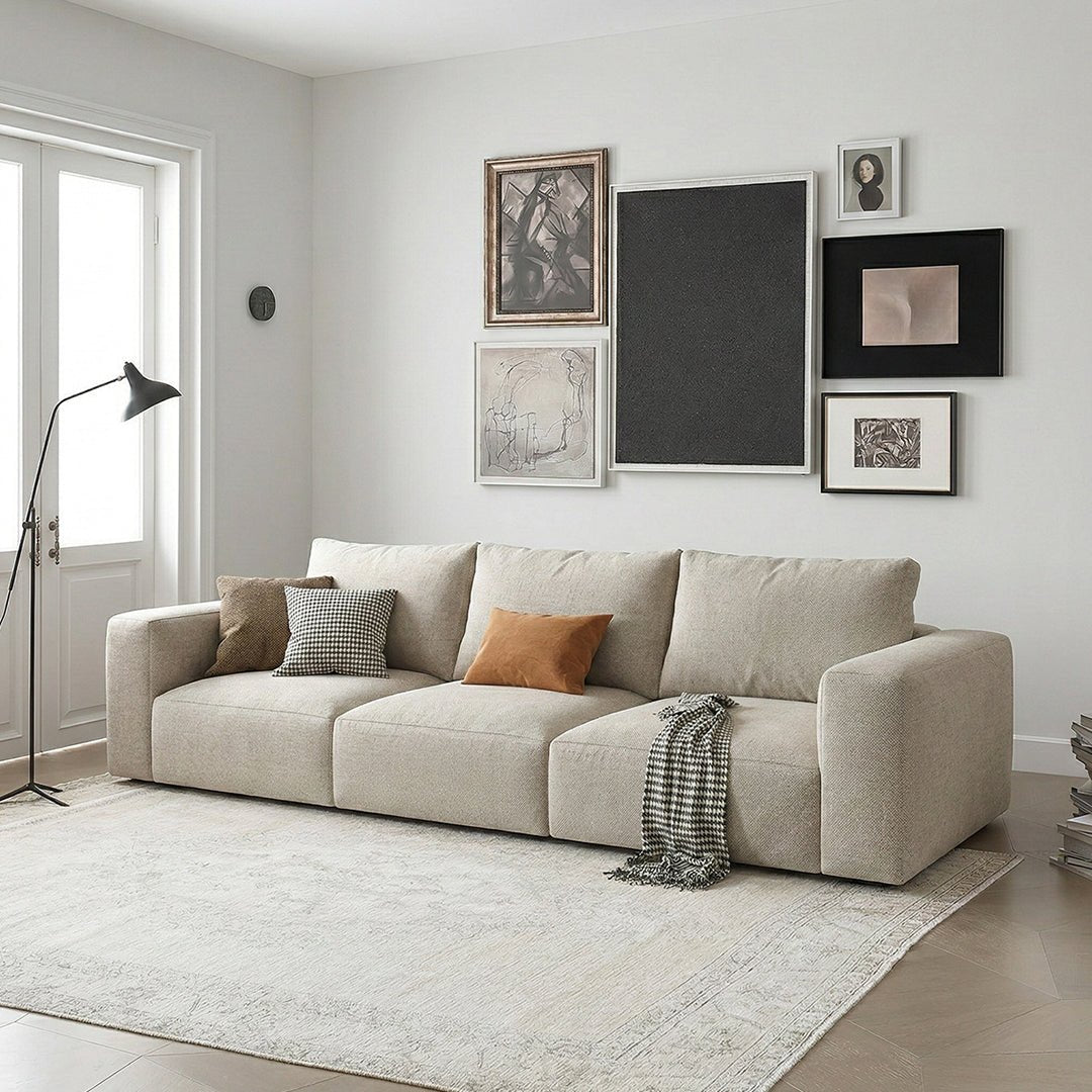 Lionel Two Seater Sofa, Linen - Miola