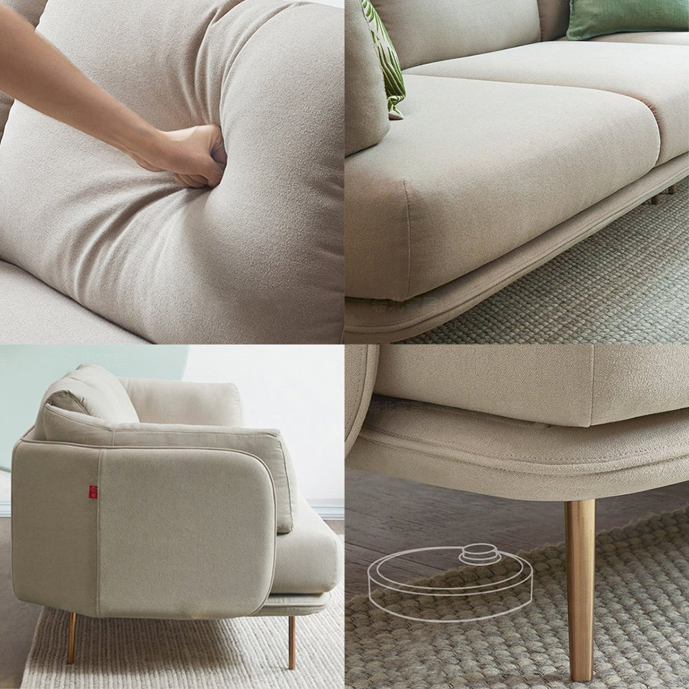 U182 Two Seater, Three Seater, Modular Sofa, Off - White Cotton Linen - Miola