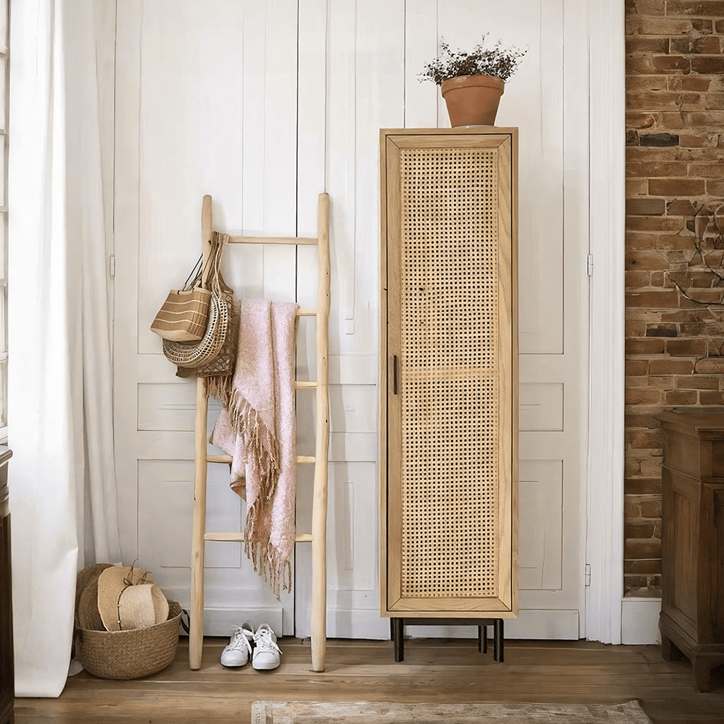 Uno G4 Single Rattan Wardrobe, Oak - Miola