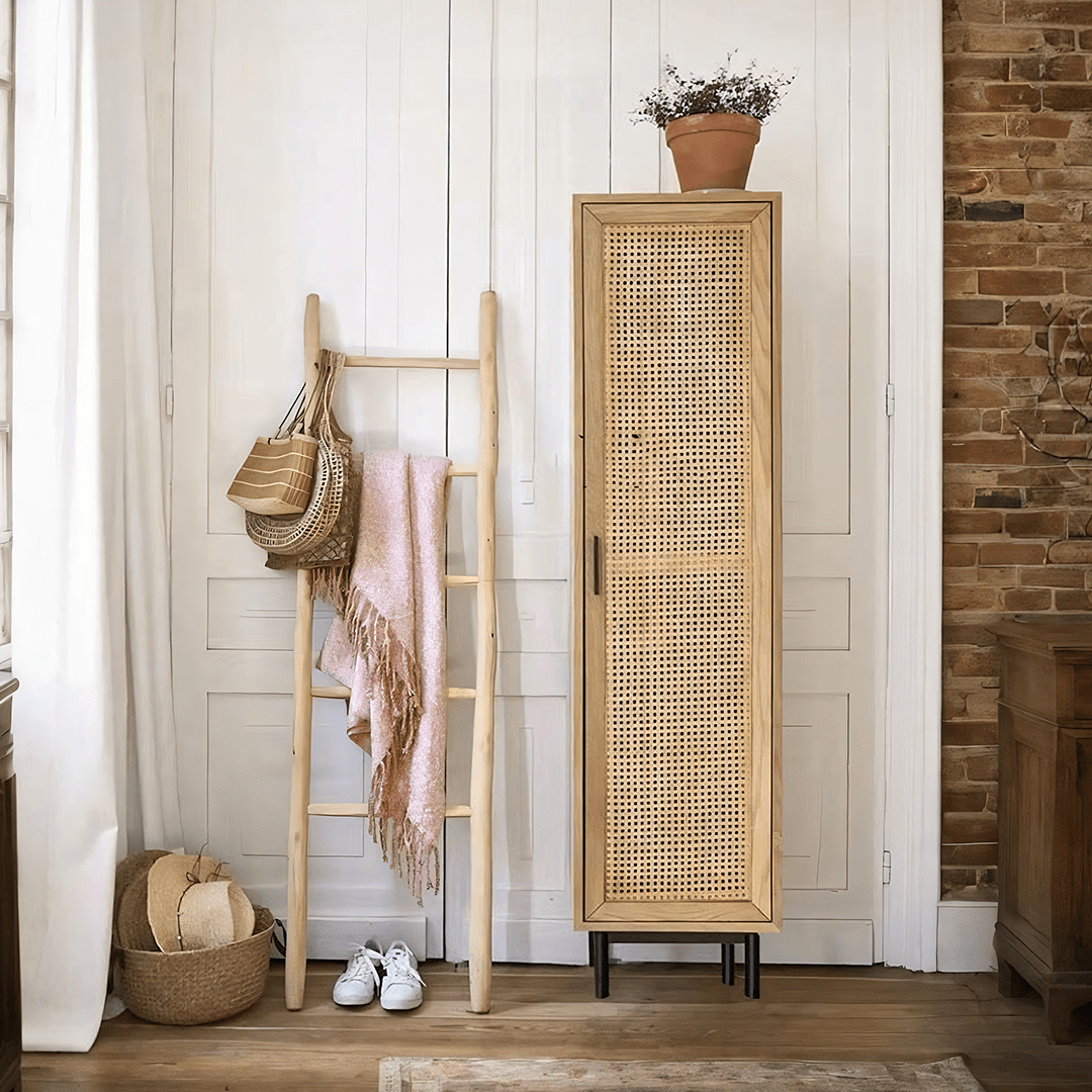 Uno G4 Single Rattan Wardrobe, Oak - Miola