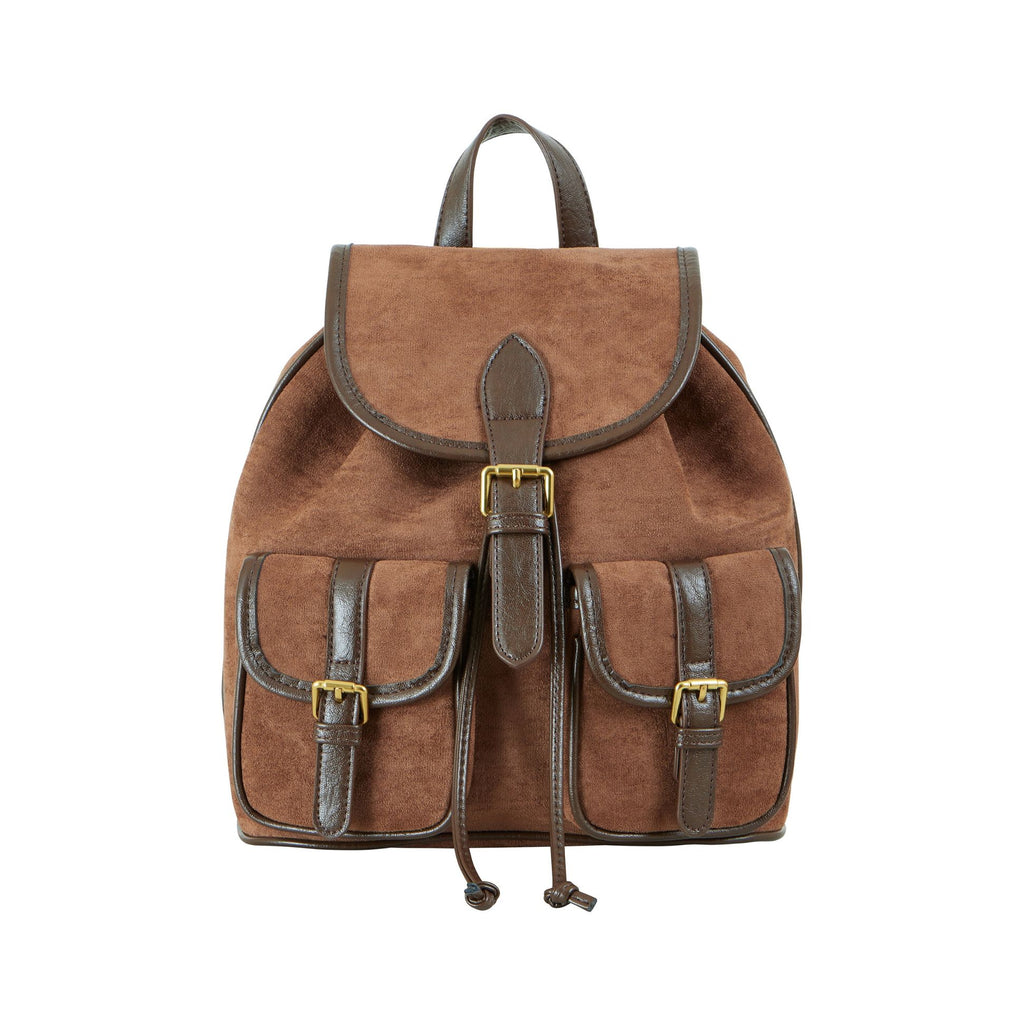 Tan Faux Suede Pocket Rucksack