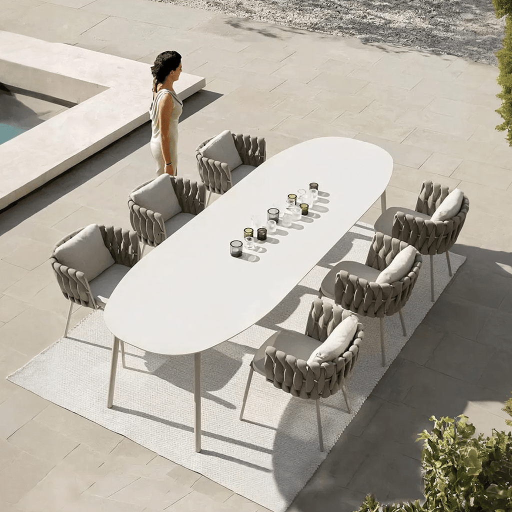 Vallee Rattan Outdoor Dining Table Set, Table With Six Dining Chairs - Miola