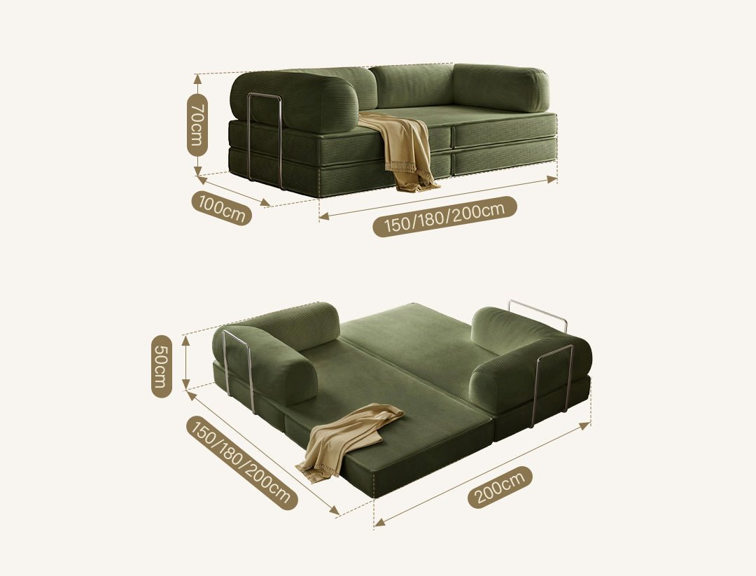 Van Buren Foldable Lazy Sofa Bed, Corduroy - Miola