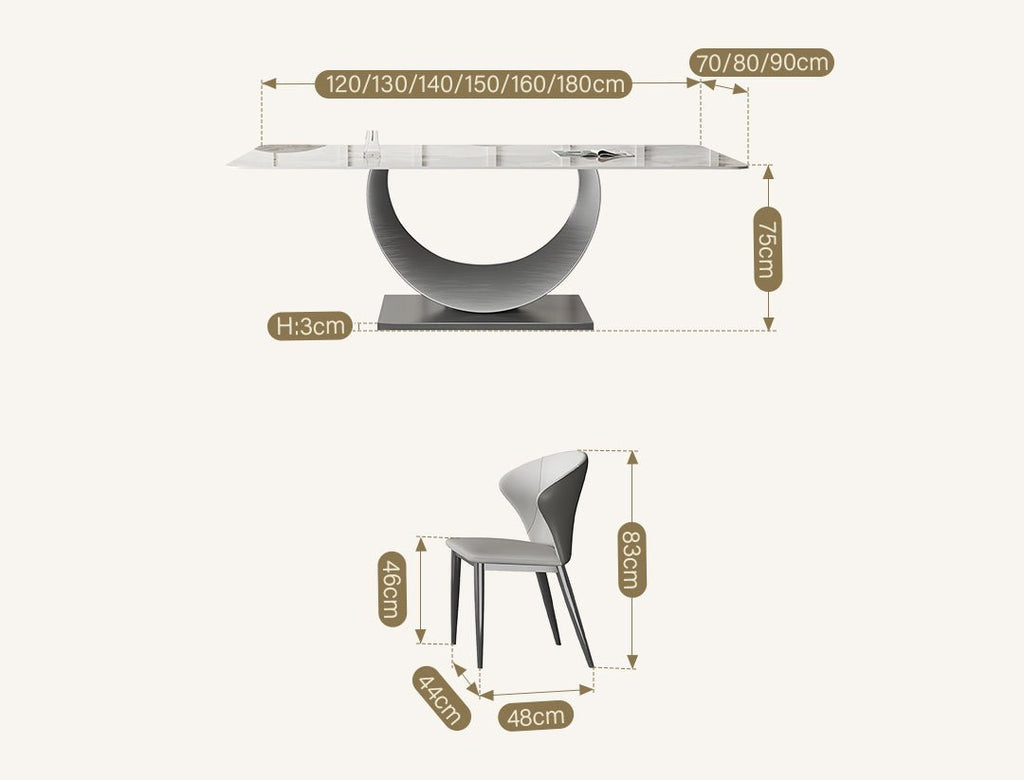 Vera Dining Table & Chairs, Sintered Stone, White - Miola