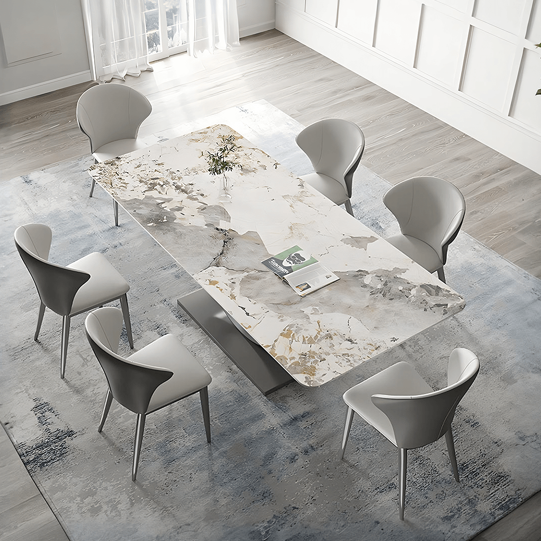 Vera Dining Table & Chairs, Sintered Stone, White - Miola