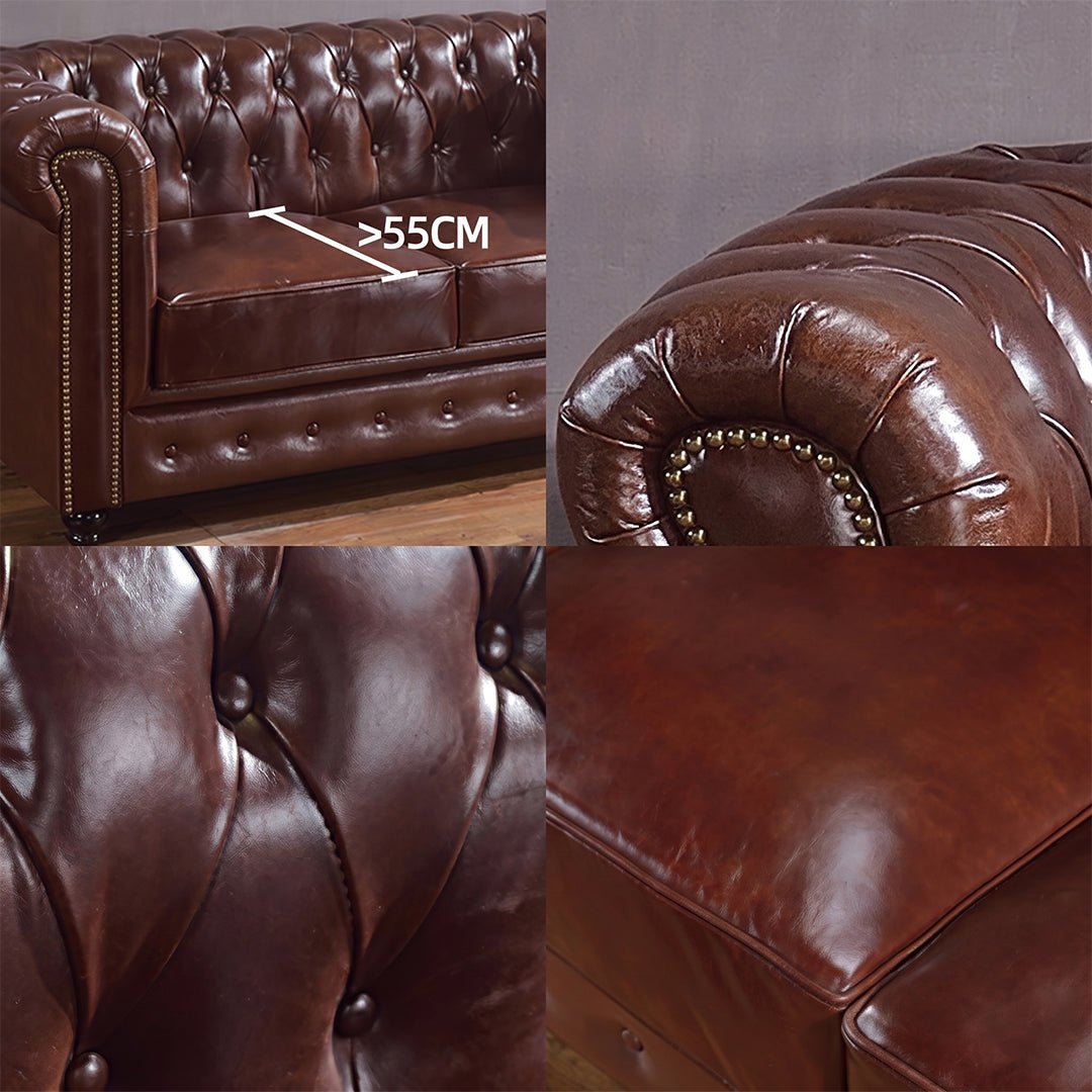 Vintage Chesterfield Three Seater Sofa - Miola