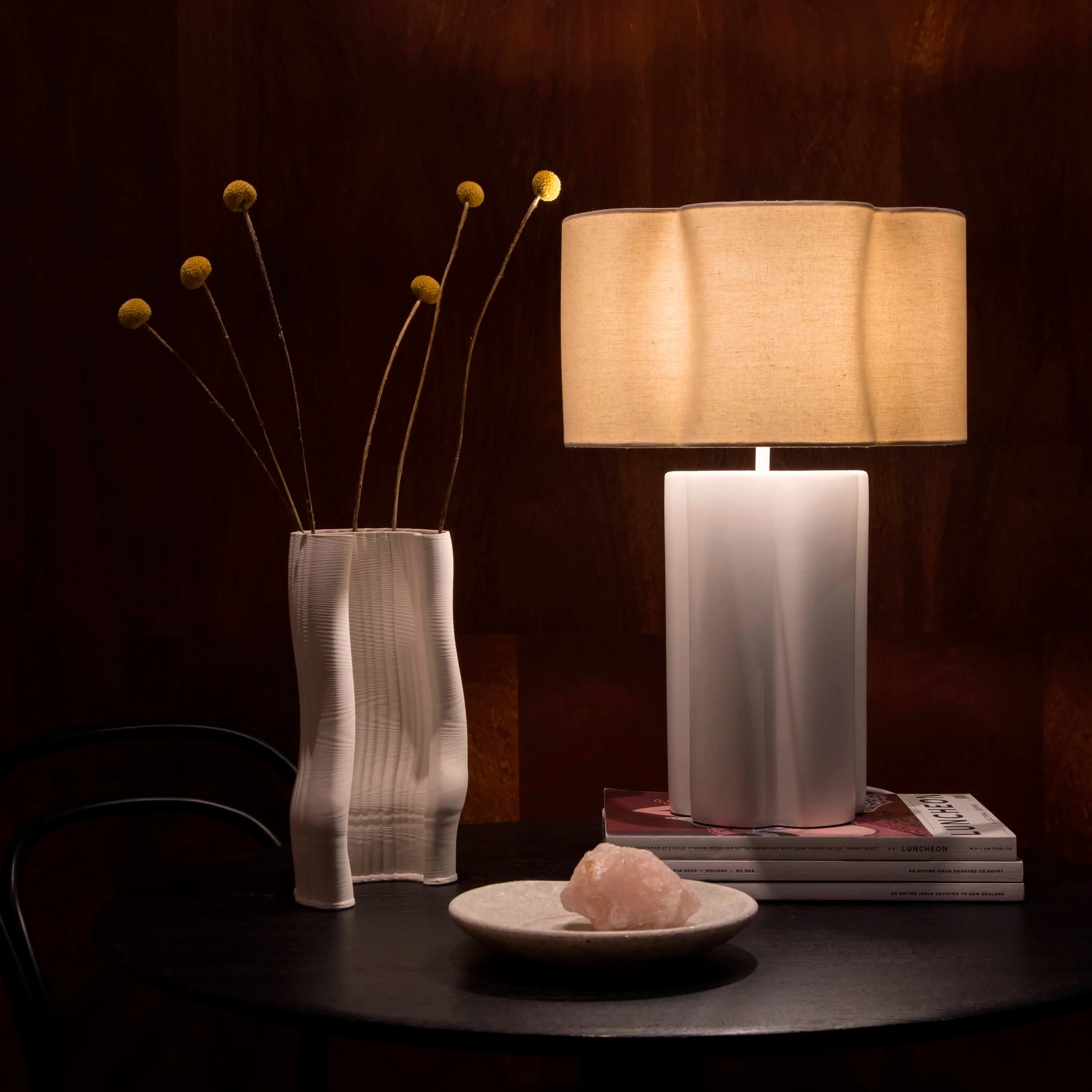White Flower Ceramic Table Lamp - Miola