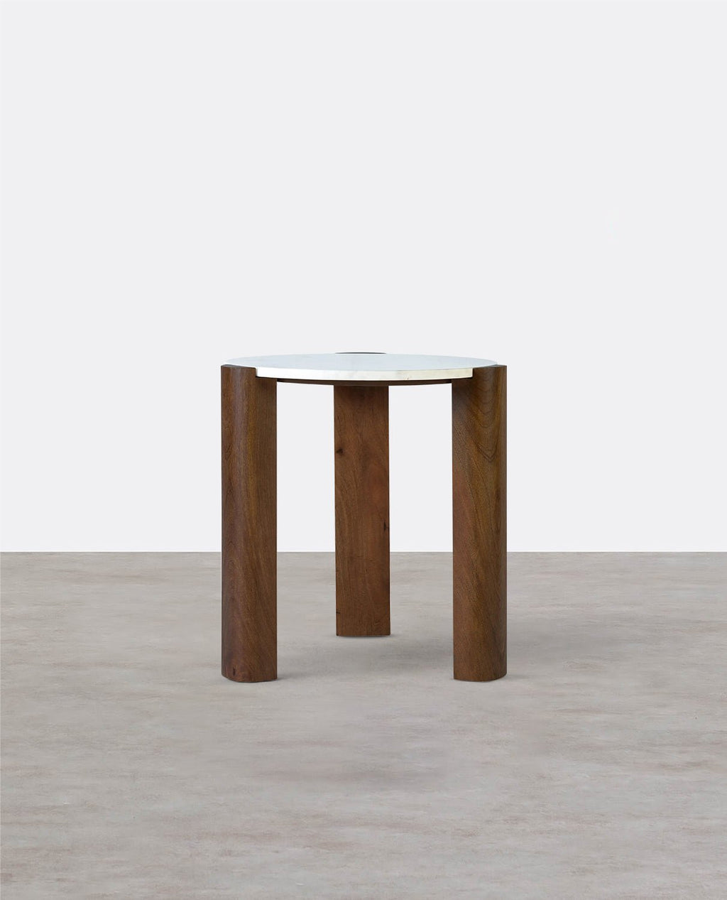 Bauman Round Side Table, Marble - Miola
