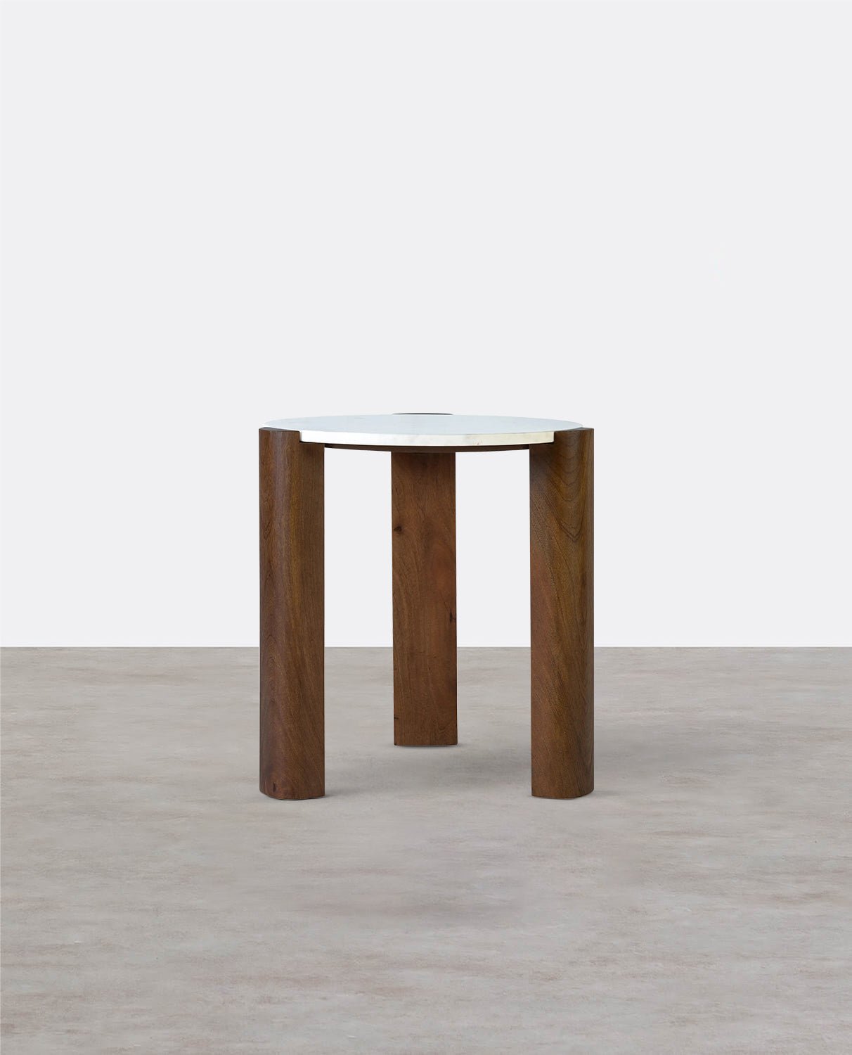Bauman Round Side Table, Marble - Miola