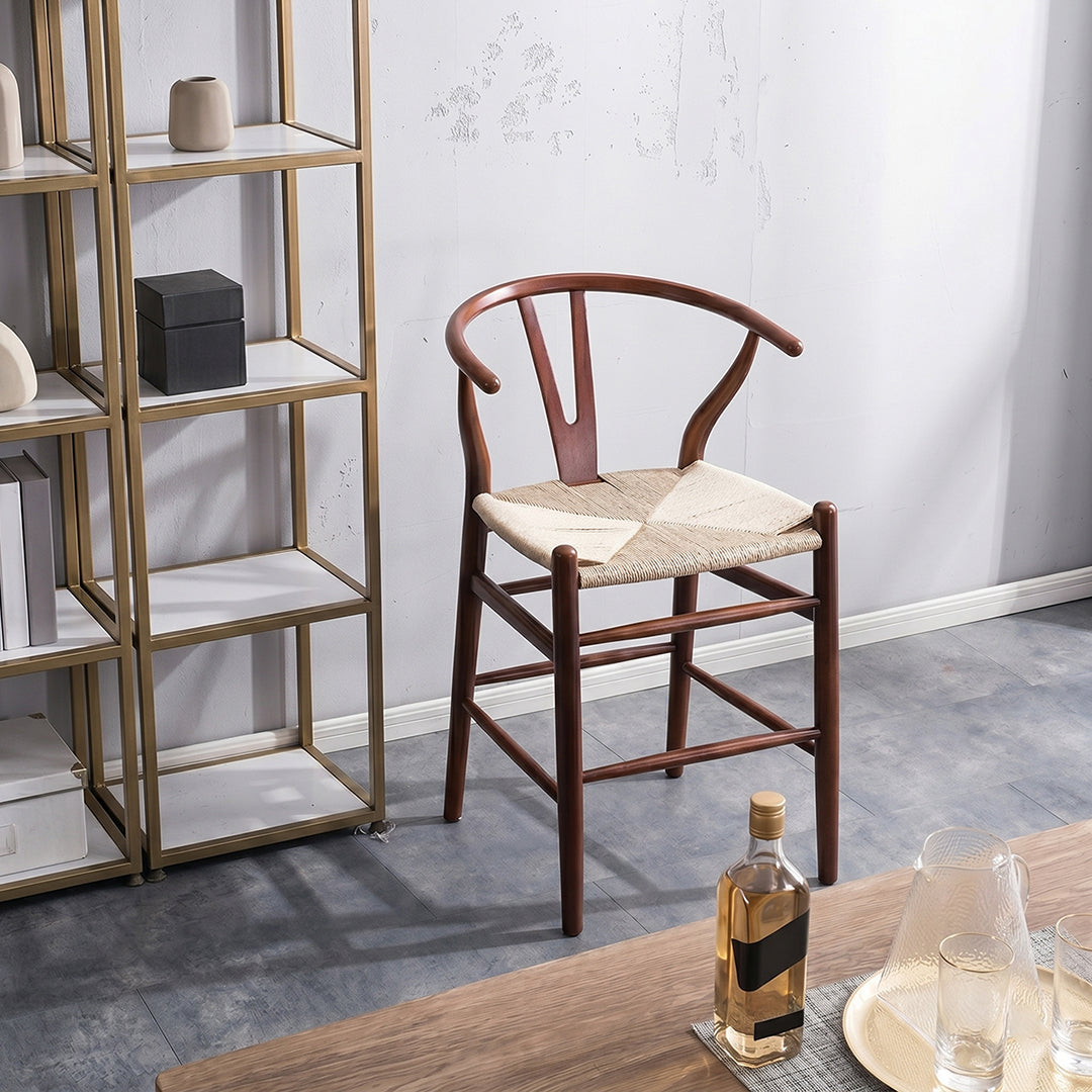 Wishbone Classical Bar Stool, Black Ash