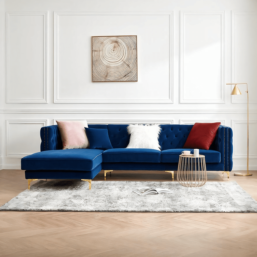 WH215 Three Seater Corner Sofa, Velvet - Miola