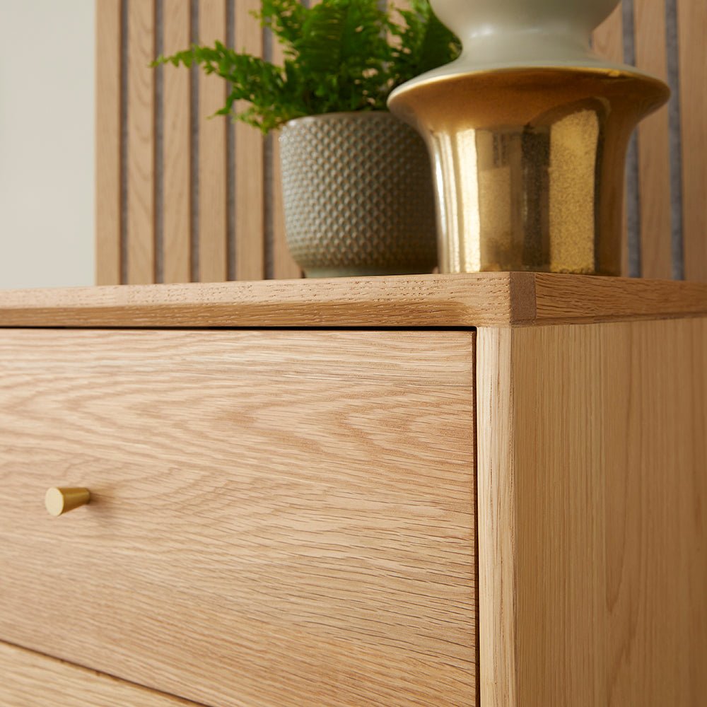 Wright Oak Tallboy Chest of 5 Drawers - Miola