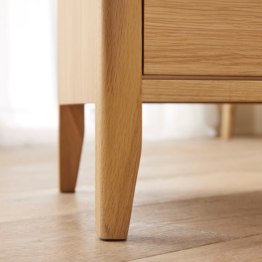 Wright Oak 3 Drawer Bedside Table - Miola