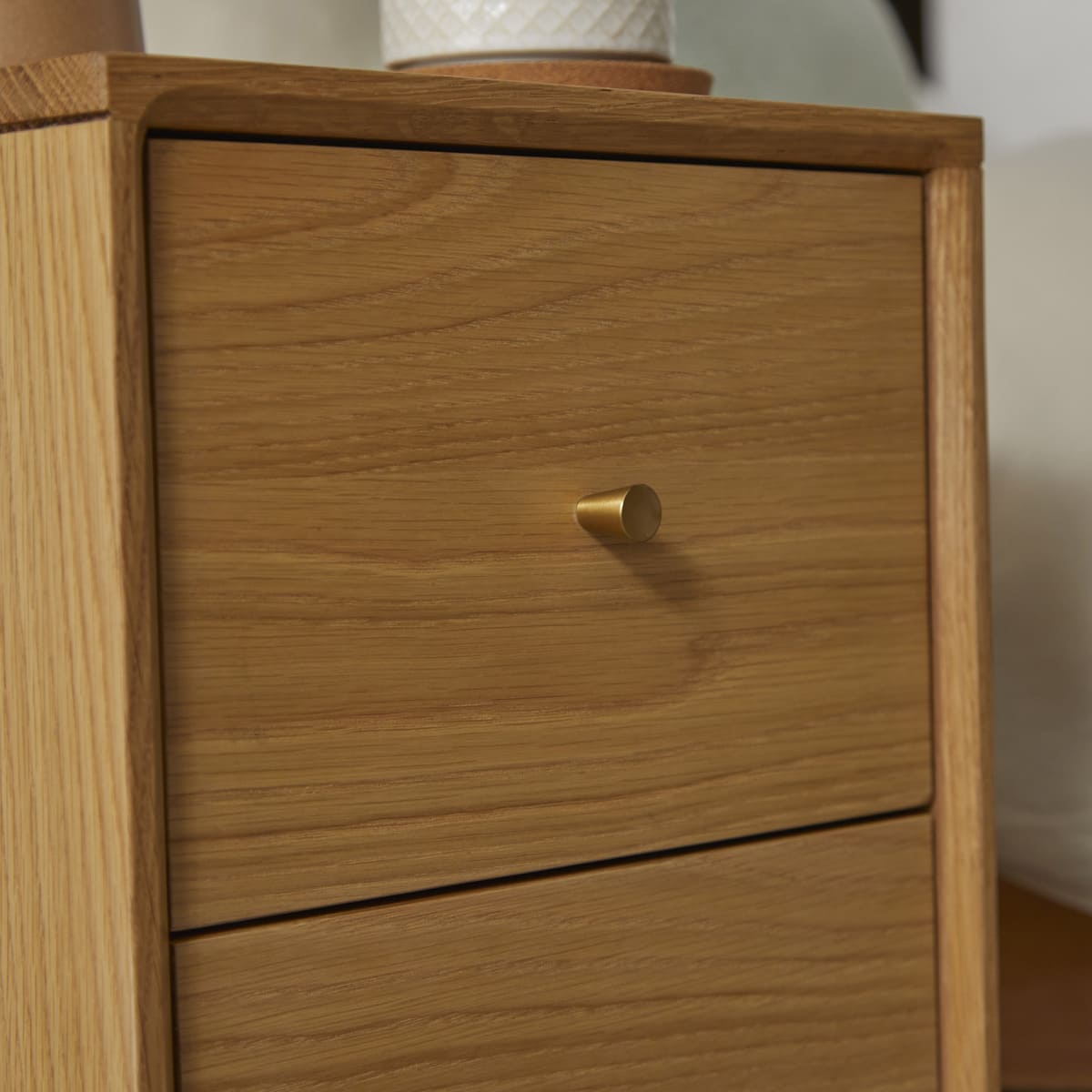 Wright Narrow Oak Bedside Table - Miola