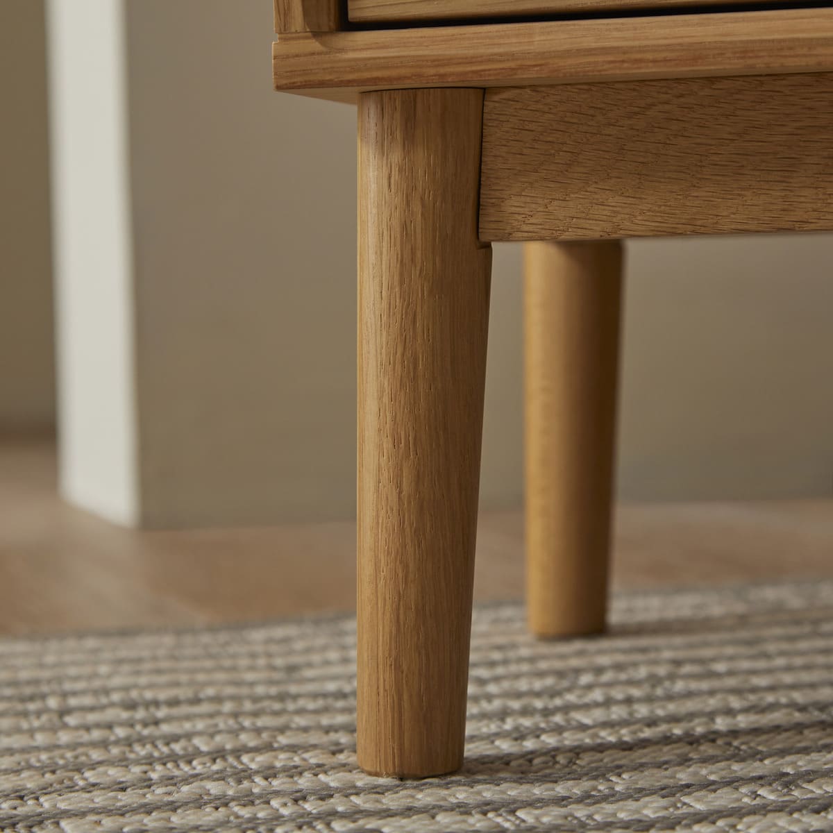 Wright Narrow Oak Bedside Table - Miola