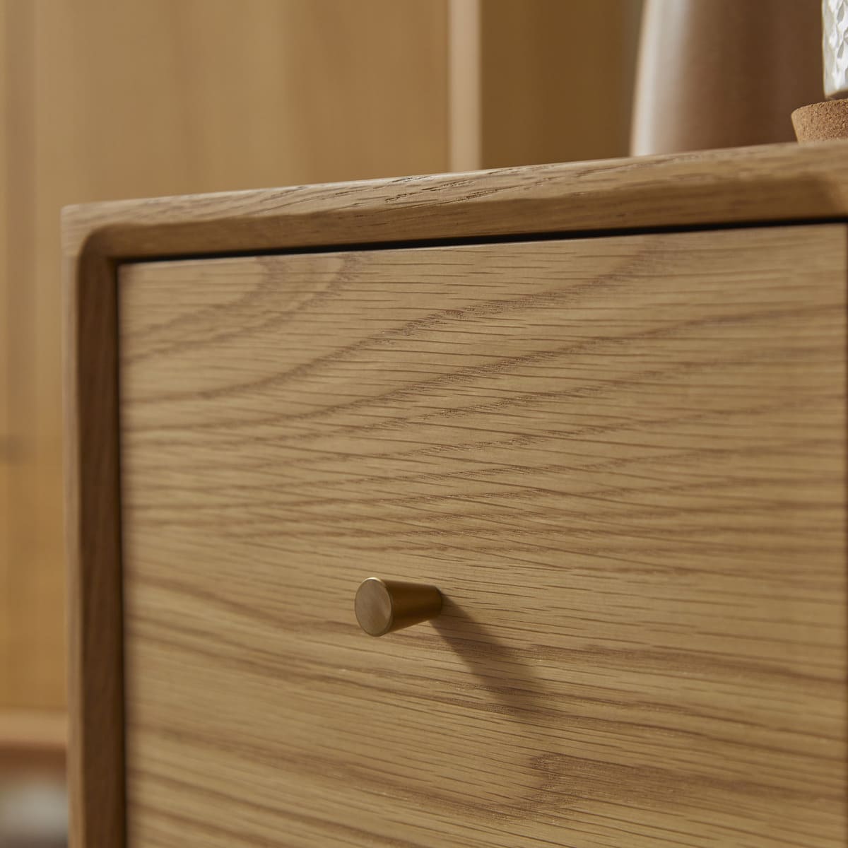 Wright Narrow Oak Bedside Table - Miola