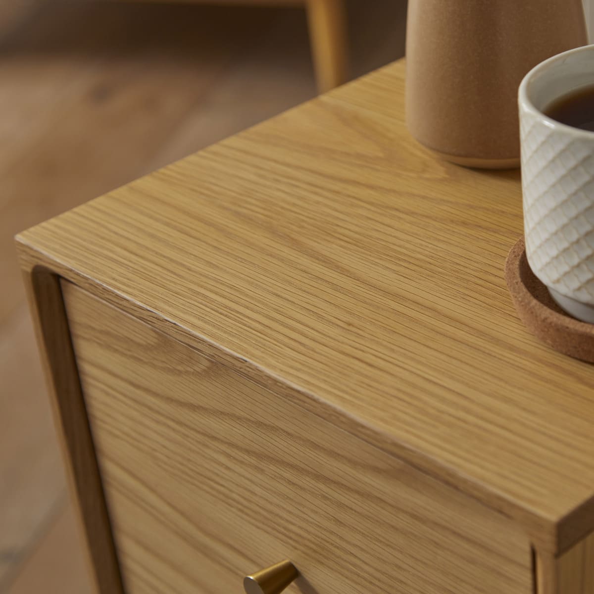 Wright Narrow Oak Bedside Table - Miola