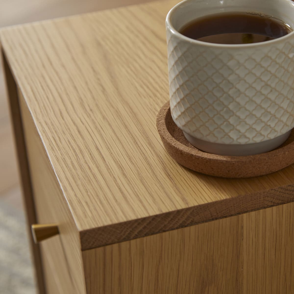 Wright Narrow Oak Bedside Table - Miola