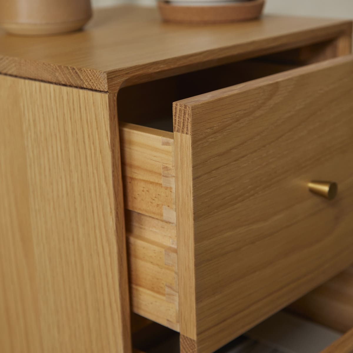 Wright Narrow Oak Bedside Table - Miola