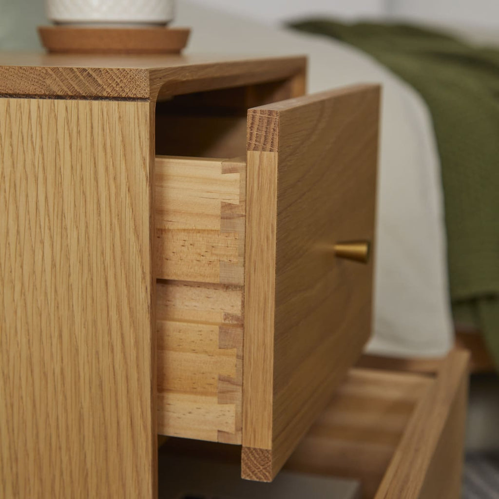 Wright Narrow Oak Bedside Table - Miola