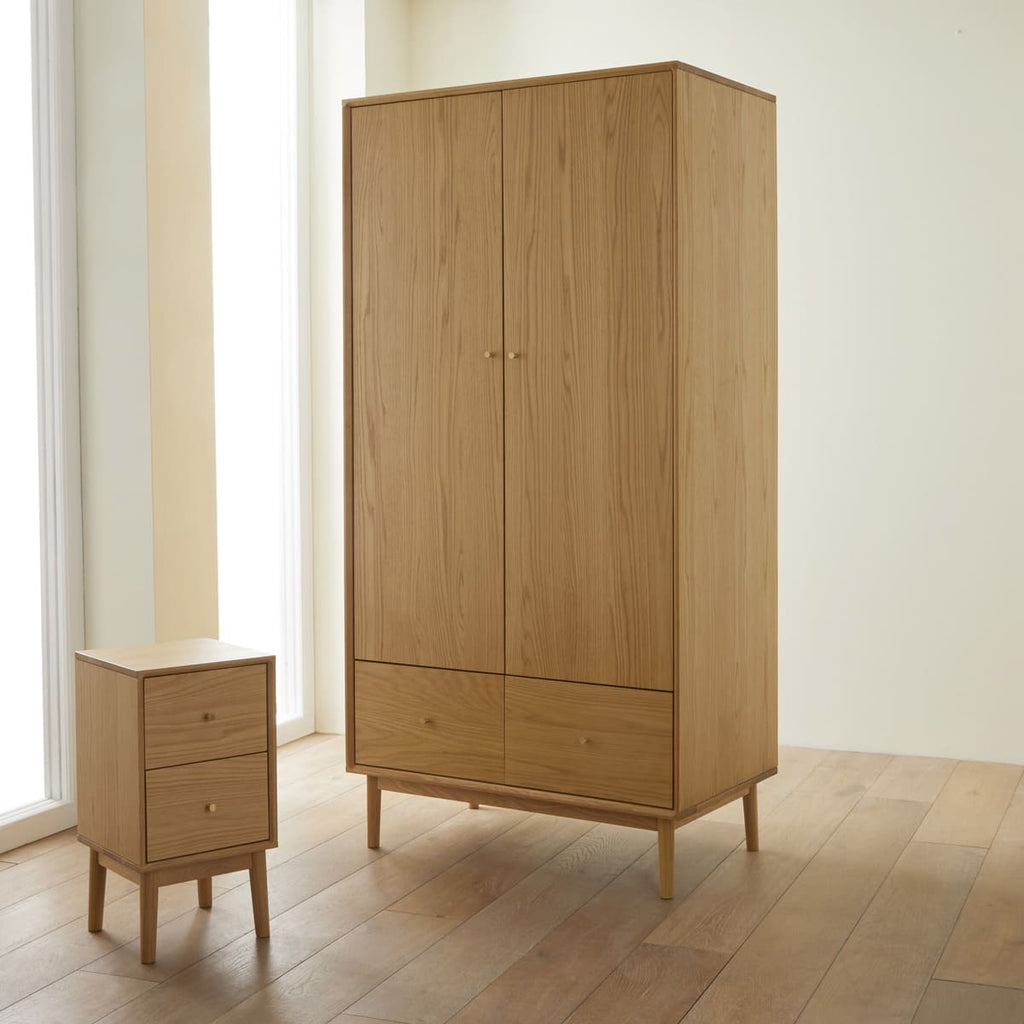 Wright Narrow Oak Bedside Table - Miola