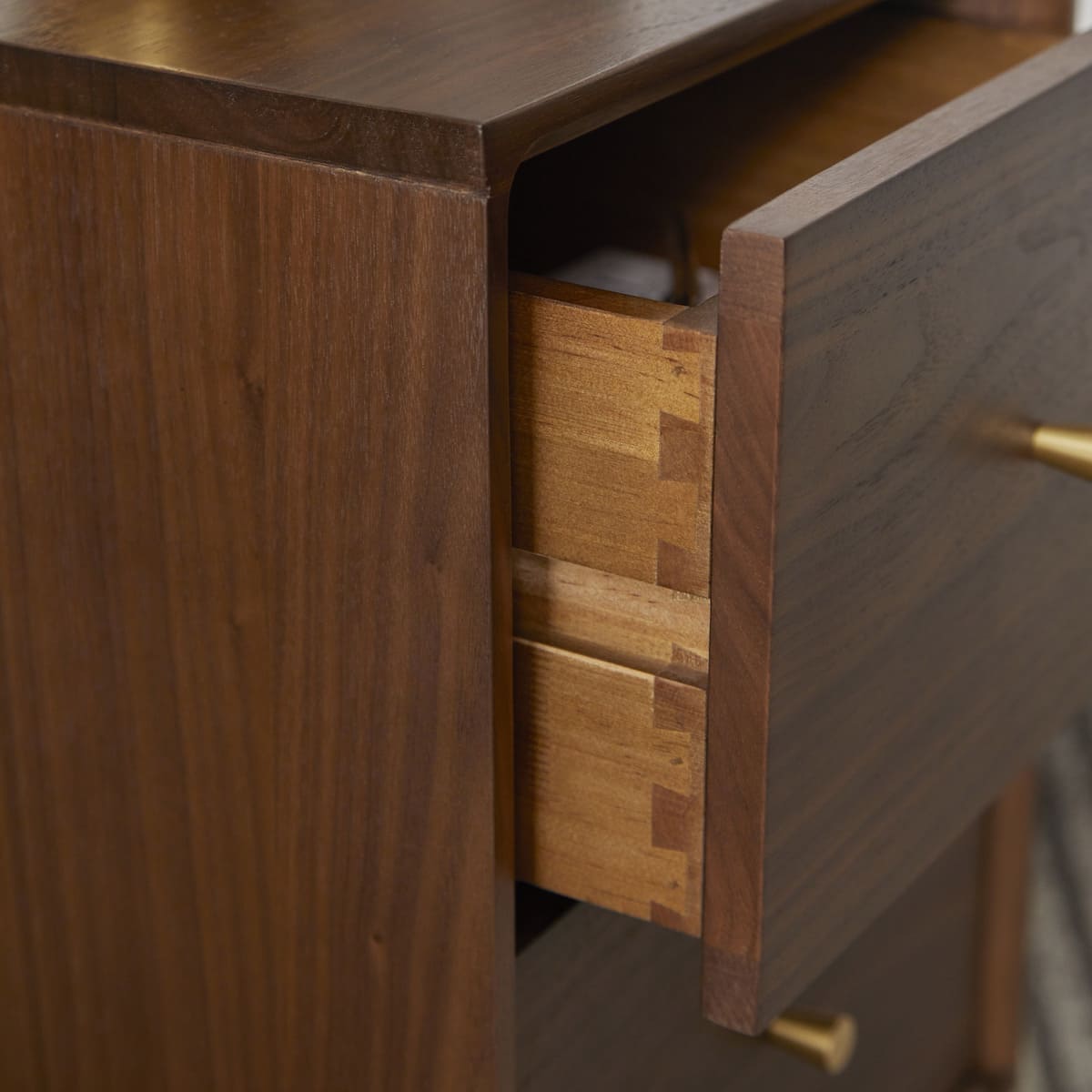 Wright Narrow Walnut Bedside Table - Miola