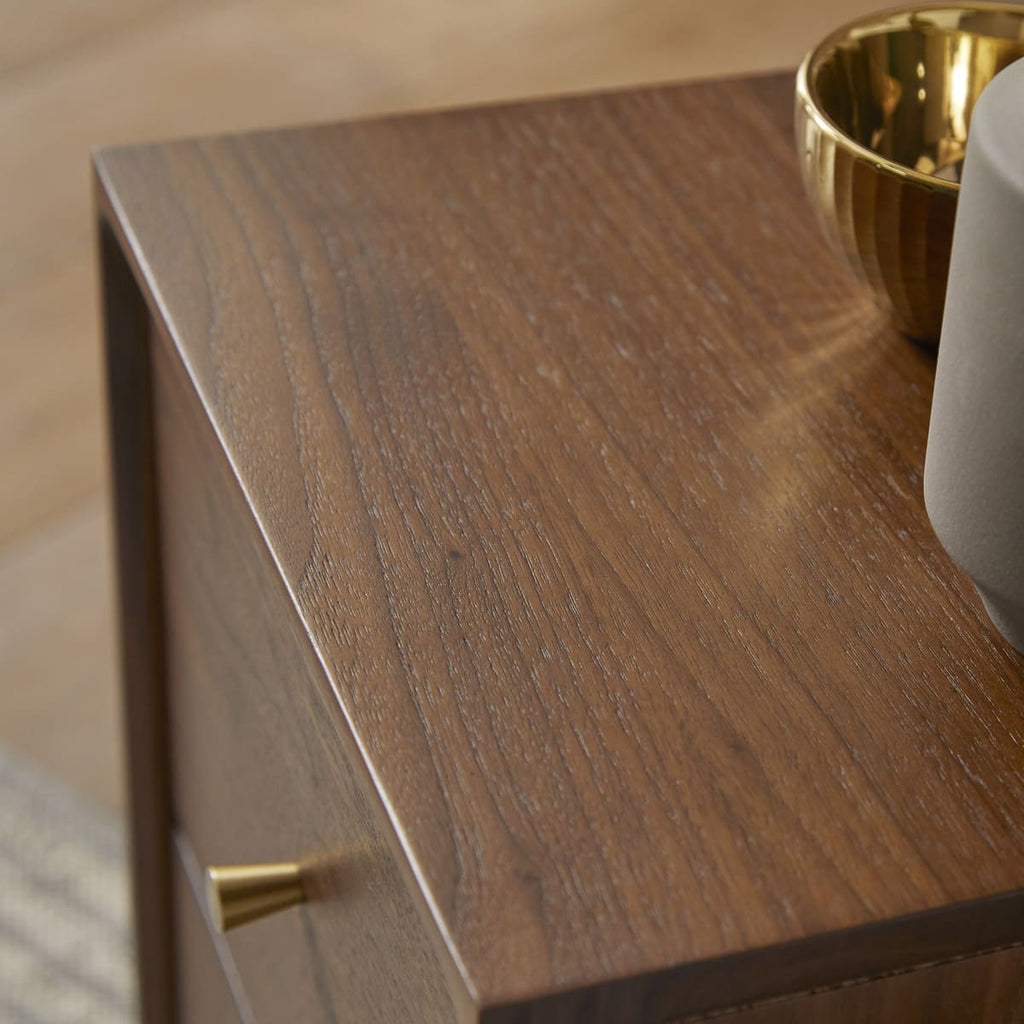 Wright Narrow Walnut Bedside Table - Miola