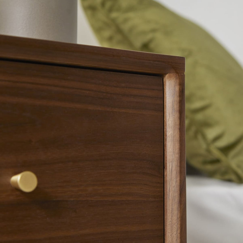 Wright Narrow Walnut Bedside Table - Miola