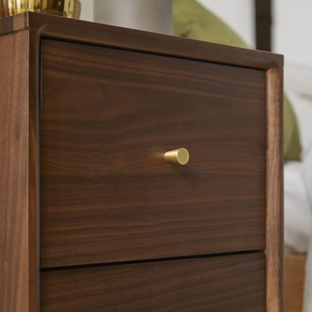 Wright Narrow Walnut Bedside Table - Miola