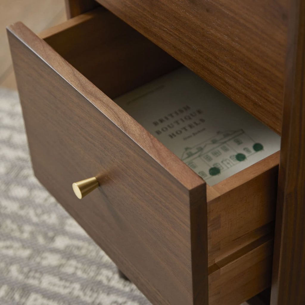 Wright Narrow Walnut Bedside Table - Miola