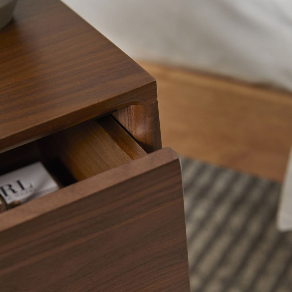 Wright Narrow Walnut Bedside Table - Miola