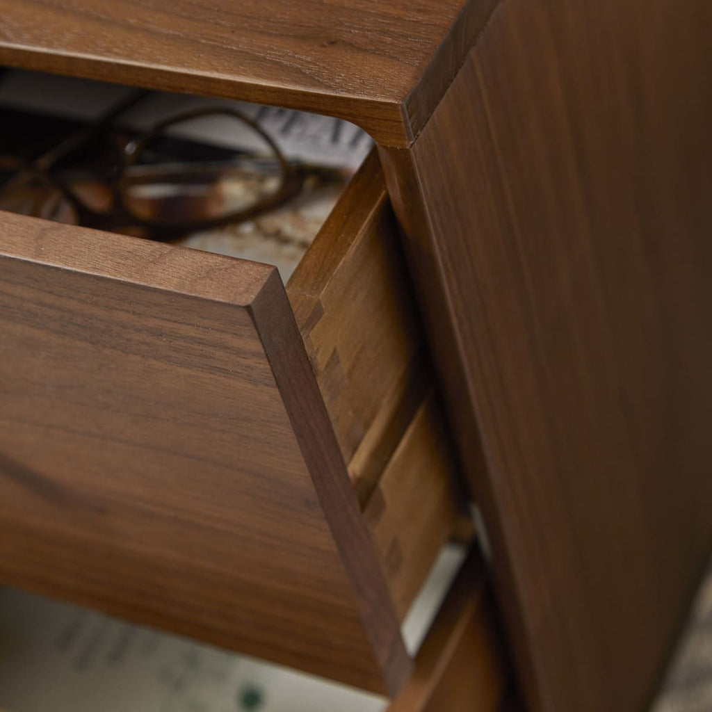 Wright Narrow Walnut Bedside Table - Miola