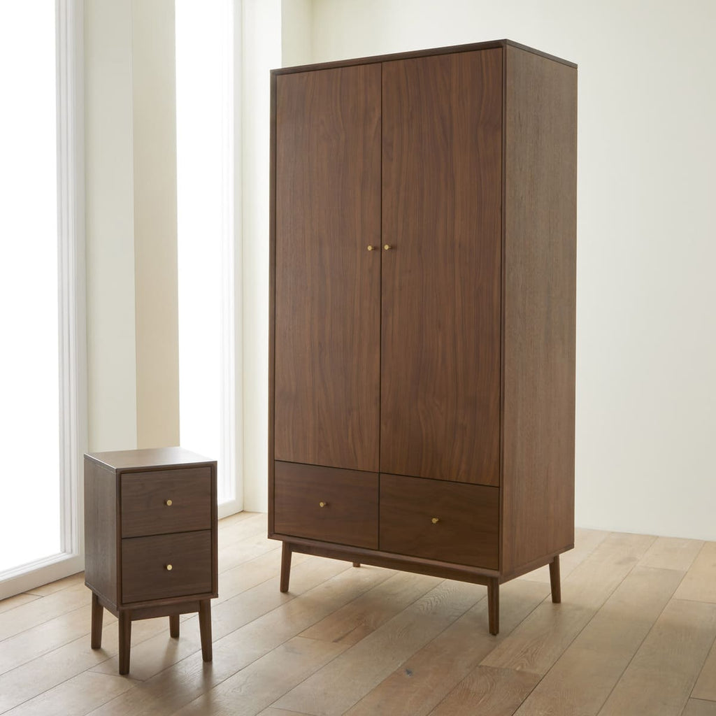 Wright Narrow Walnut Bedside Table - Miola
