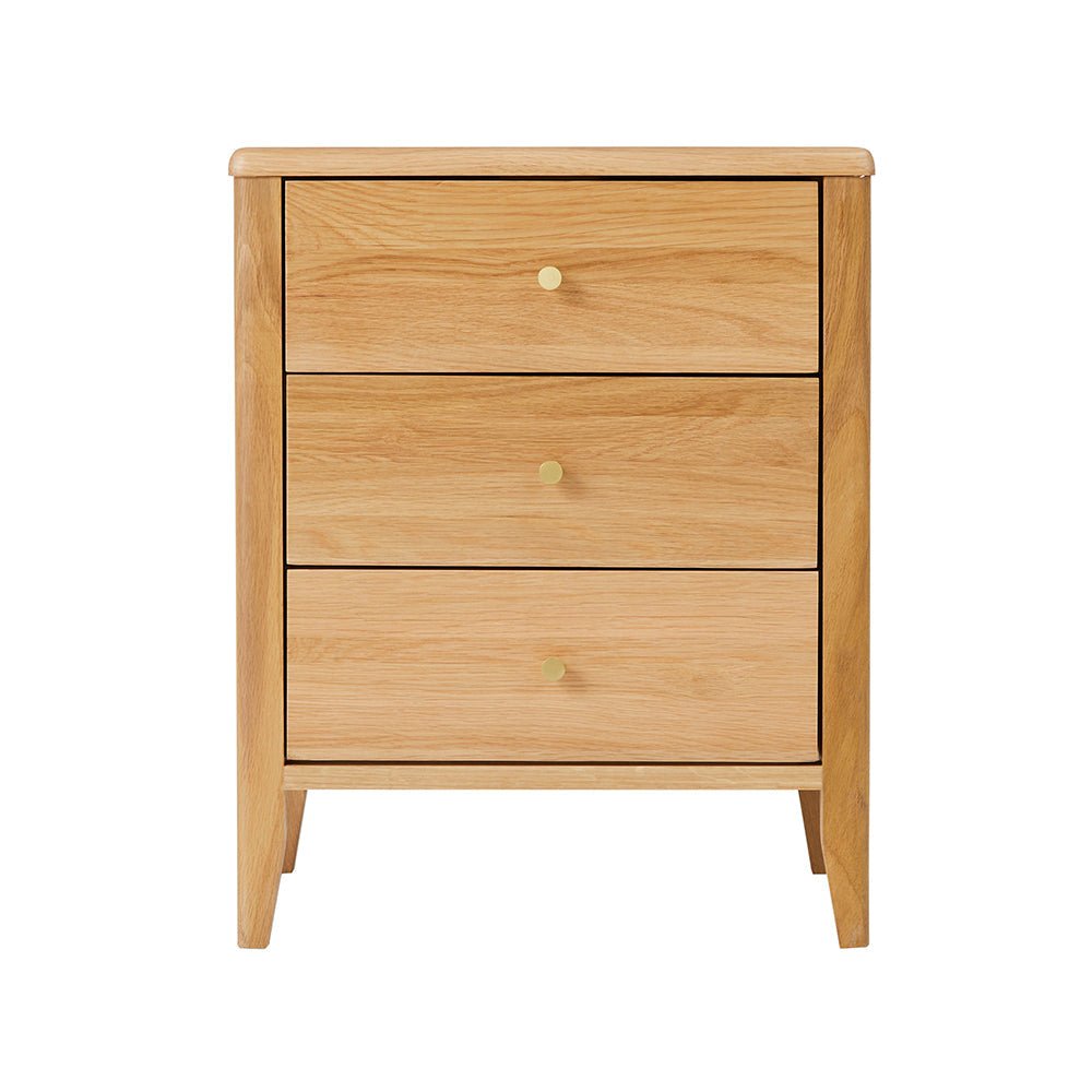 Wright Oak 3 Drawer Bedside Table - Miola