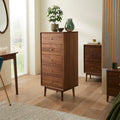Wright Walnut Tallboy Chest of 5 Drawers - Miola
