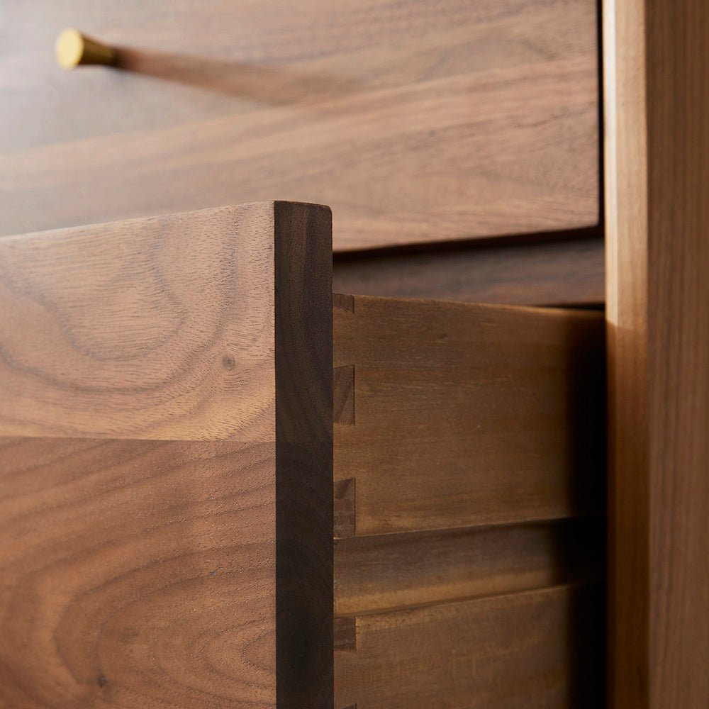 Wright Walnut Tallboy Chest of 5 Drawers - Miola