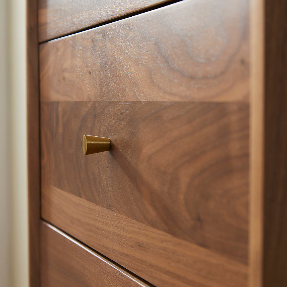 Wright Walnut Tallboy Chest of 5 Drawers - Miola